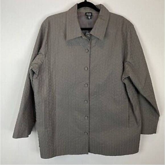 Eileen Fisher Classic Collar Jacket Womens Plus Size 3x Gray Textured MSRP $298 - Picture 1 of 15